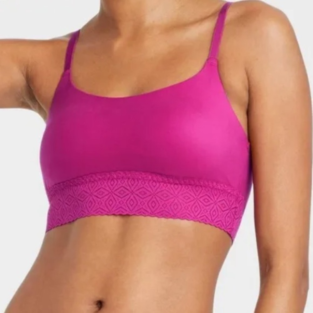 Auden Fuchsia Lace-Band Wireless Bralette